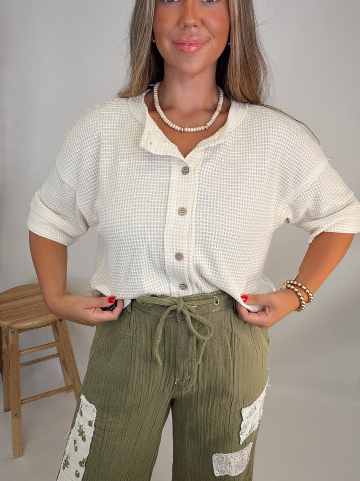 Close Enough Button Tee