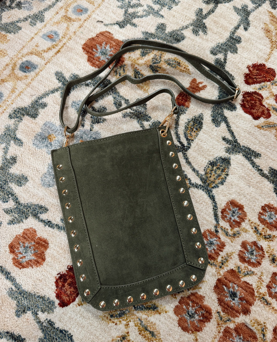 Studded Essential Phone Bag- Olive