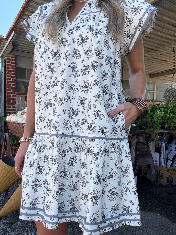 Vintage Petals Mini Dress