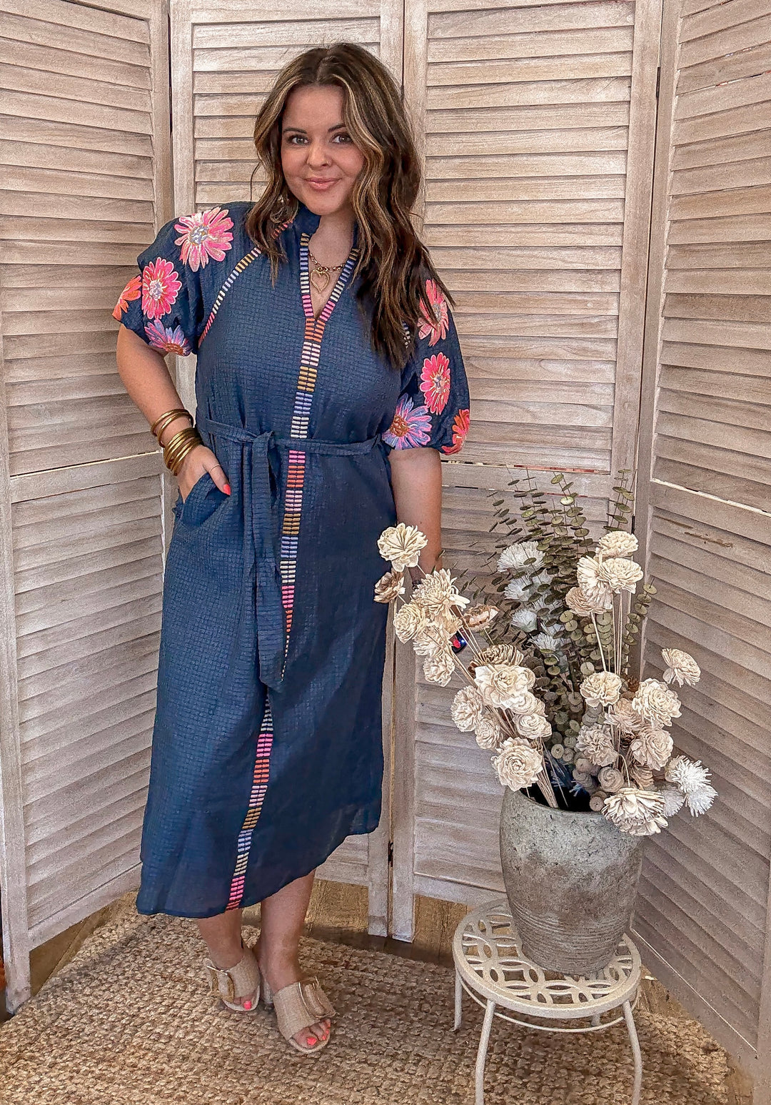 Floral Frenzy Embroidered Dress