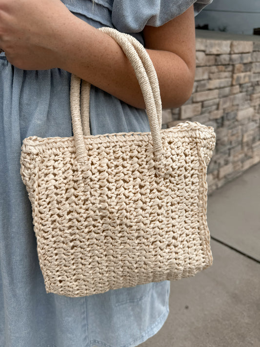 Woven Wicker Hand Bag