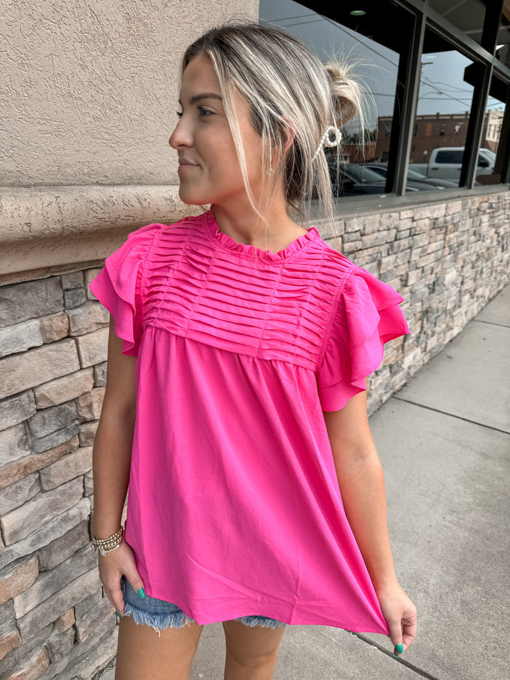 Always On Time Pleated Top