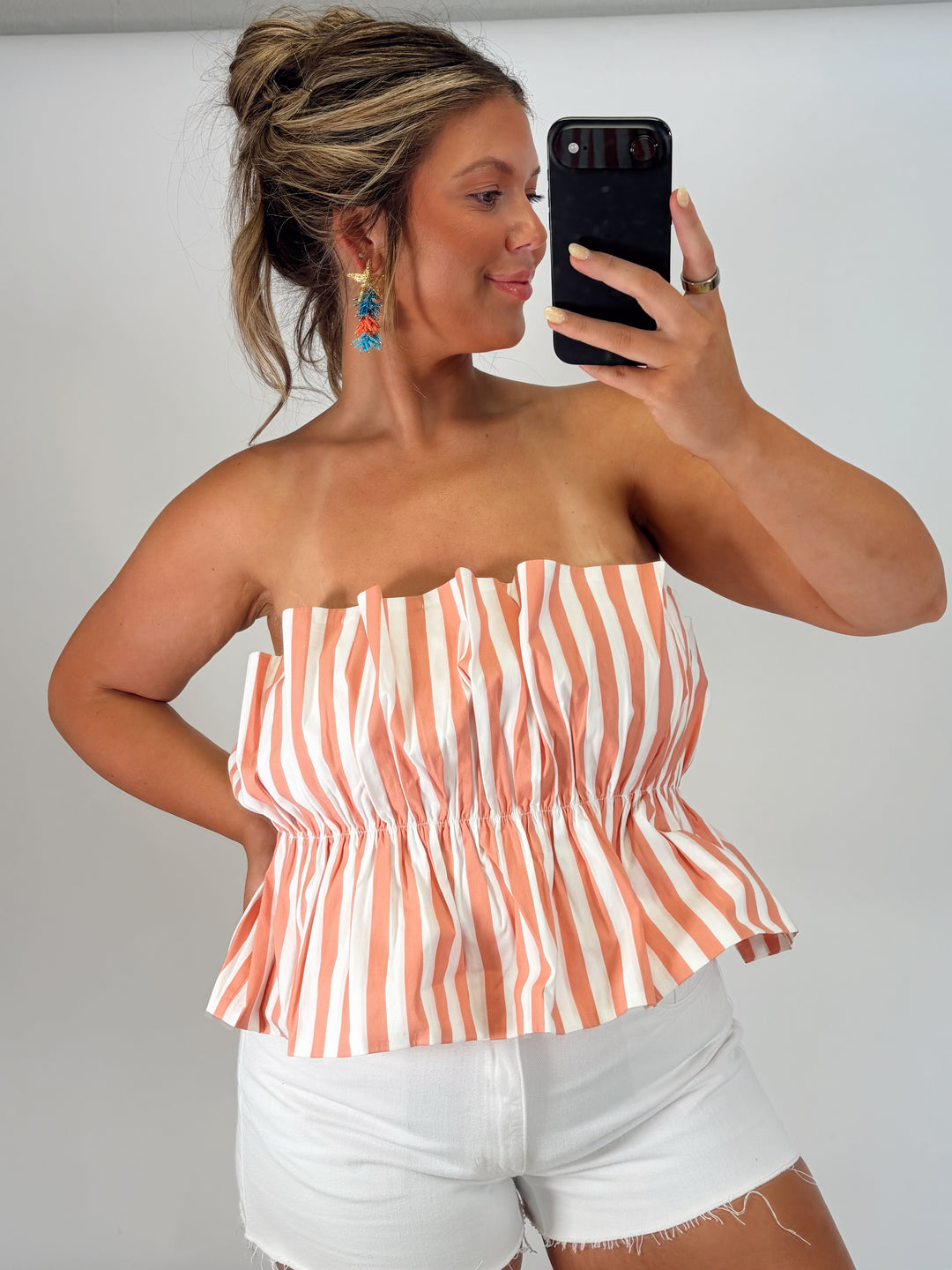 Sunset Stripe Smocked Tube Top
