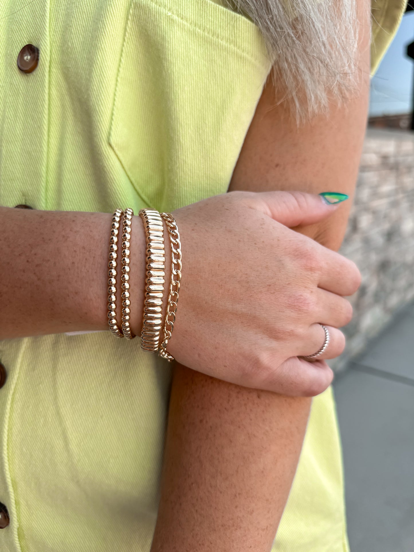 Chain Link Beaded Bracelet Stack