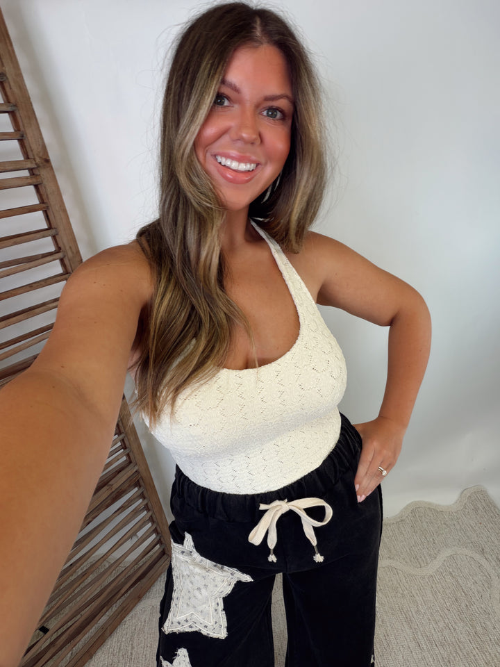 Blossom Bliss Textured Halter - Butter Cream