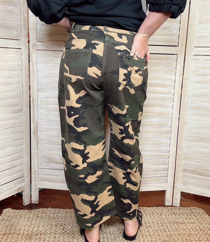 Pick Me Camo Wide Leg Barrel