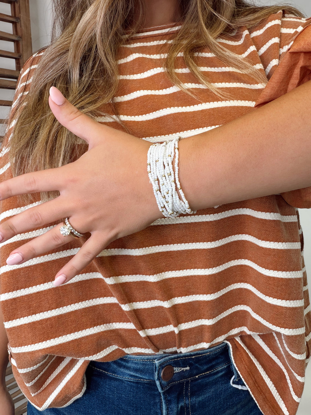 Beaded Bliss Bracelet Stack- White