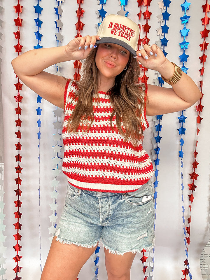 Love Again Striped Crochet Tank