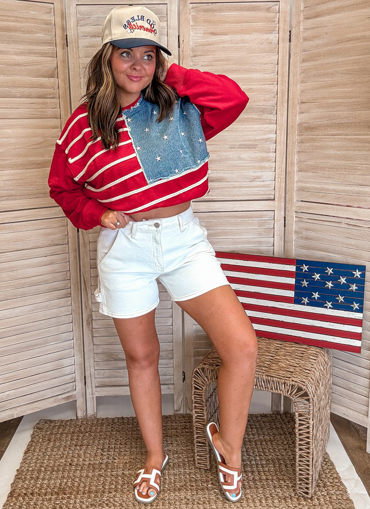 Red, White, Denim and Stars Sweatshirt