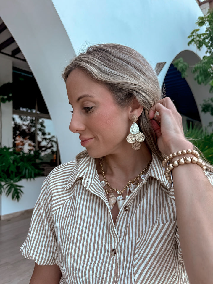 Woven Tear Drop Cluster Earring