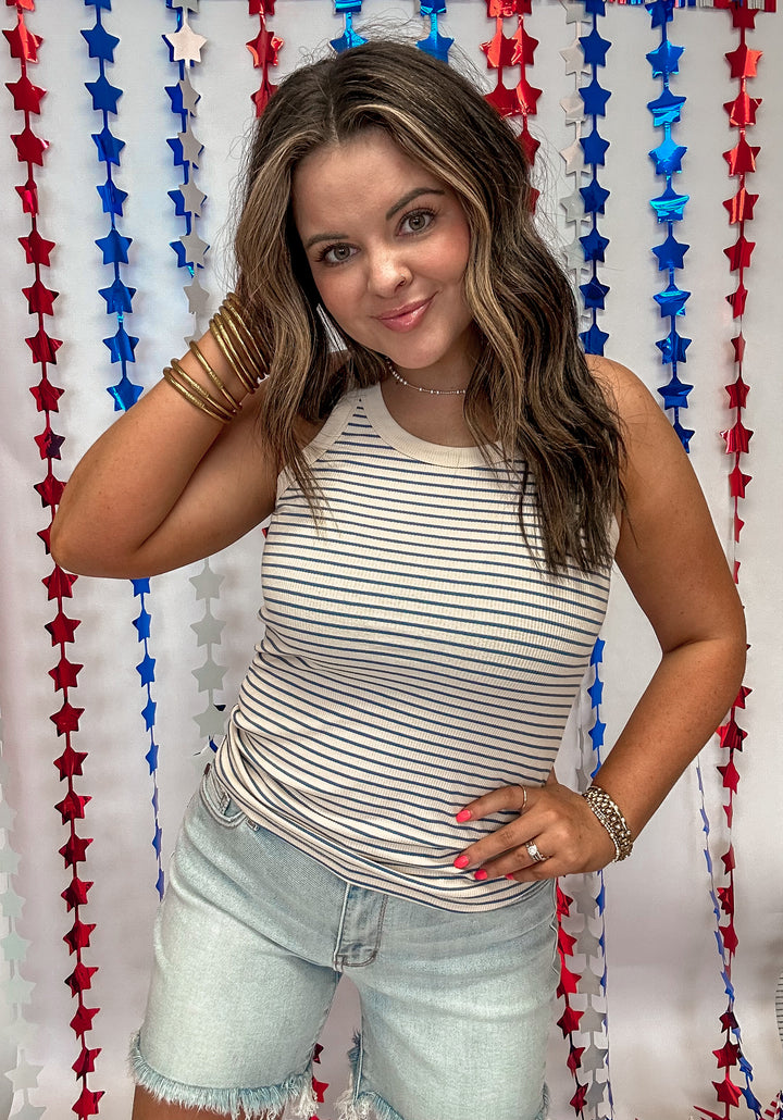 Retro Ribbed Racer Tank