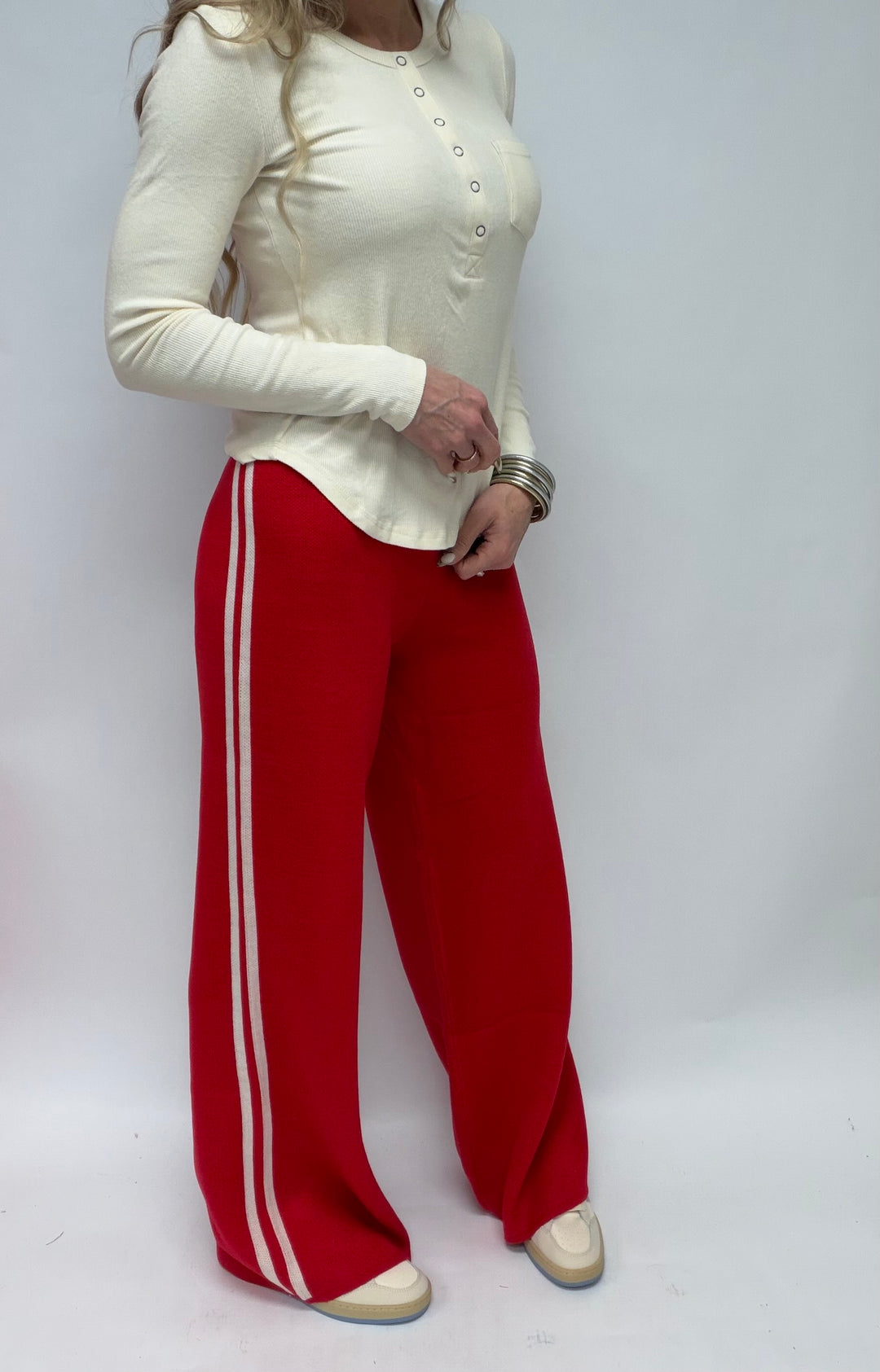 SBS Straight Leg Knit Pants  W/ Side Stripes