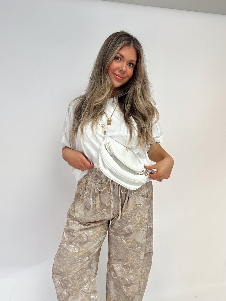 Sabrina Double Zip Leather Crescent Sling Bag