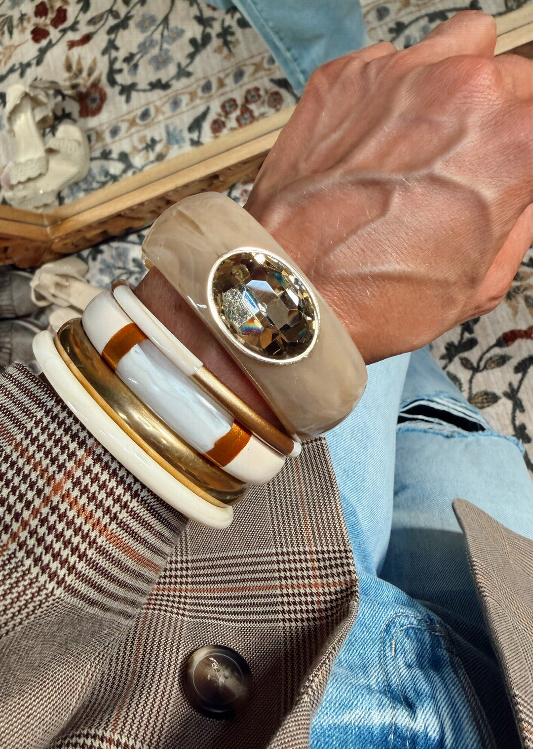 Gemma Cuff Bracelet - Cream