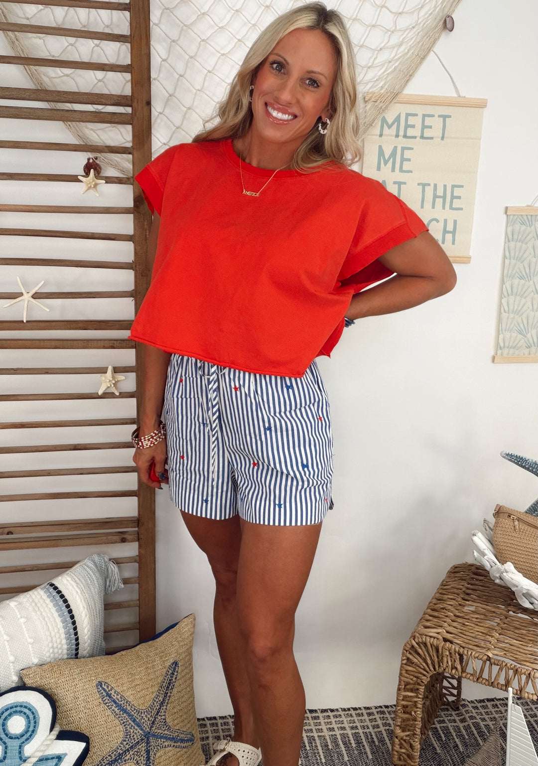 Freedom Stripe Shorts - Blue/White