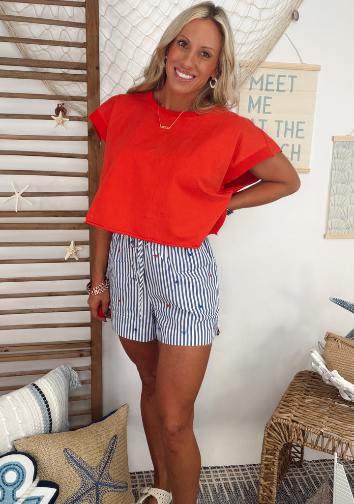 Freedom Stripe Shorts - Blue/White