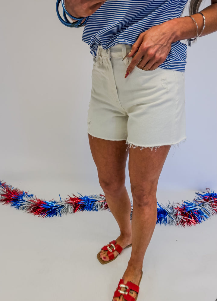 Clean Start Distressed Shorts