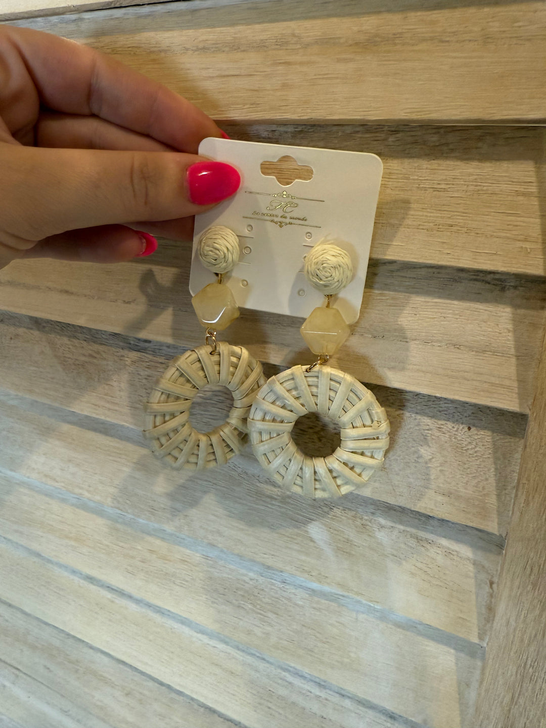 Woven Dangle w/Stone Earring