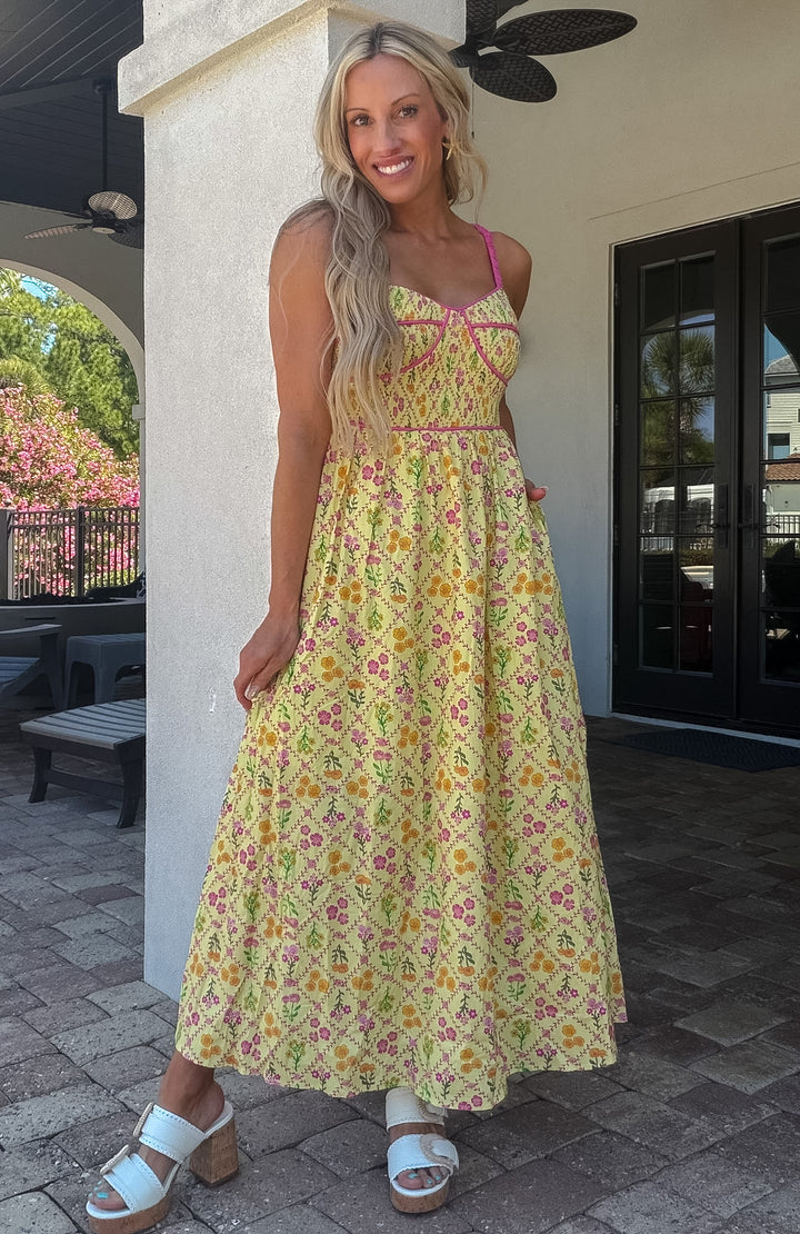 Summer Flower Garden Printed Maxi Dress