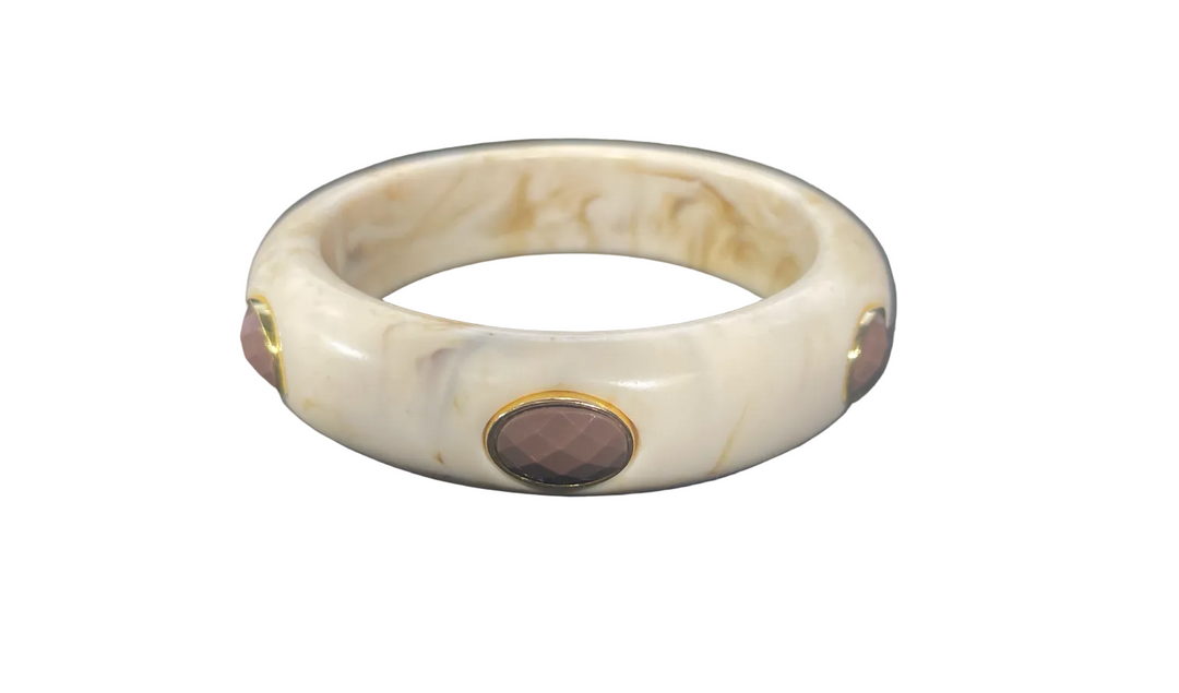 Sienna Stone Resin Bangle - Ivory