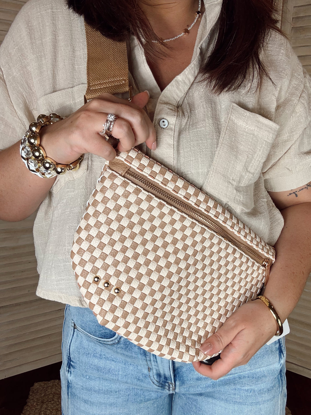 Woven Check Bum Bag