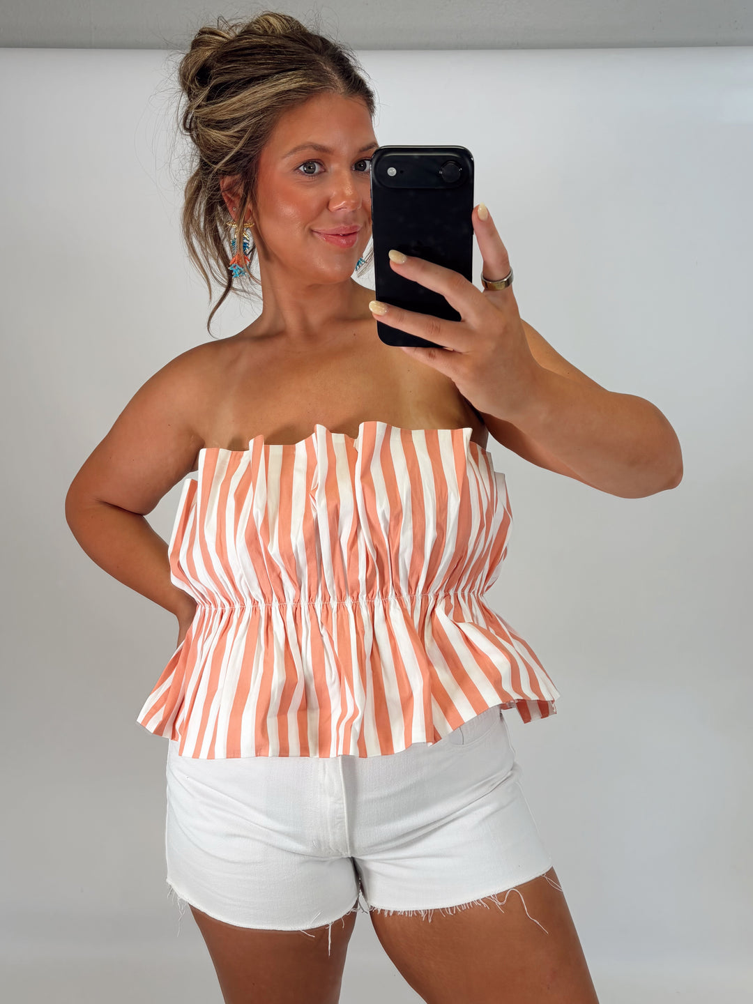 Sunset Stripe Smocked Tube Top