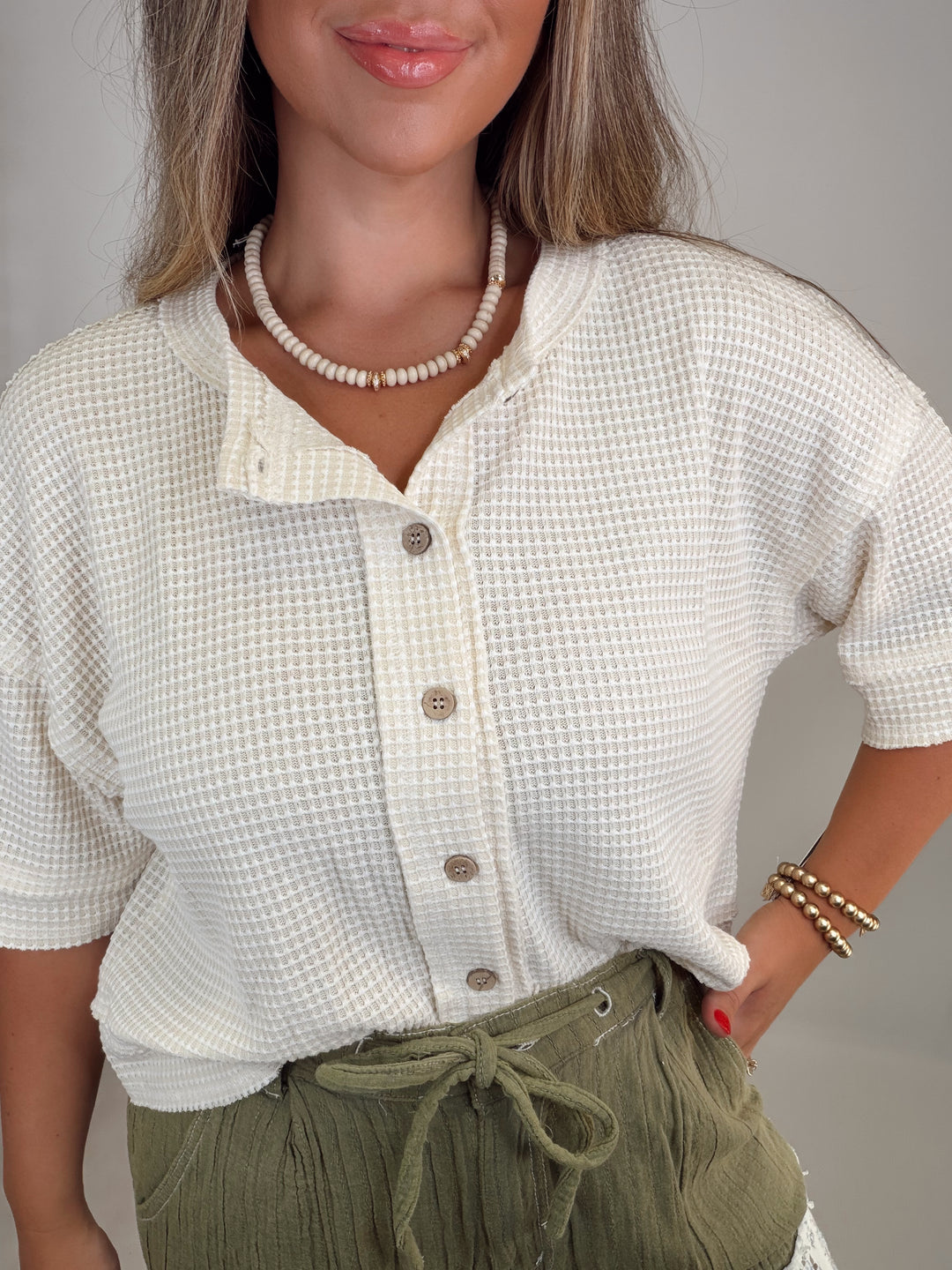 Close Enough Button Tee