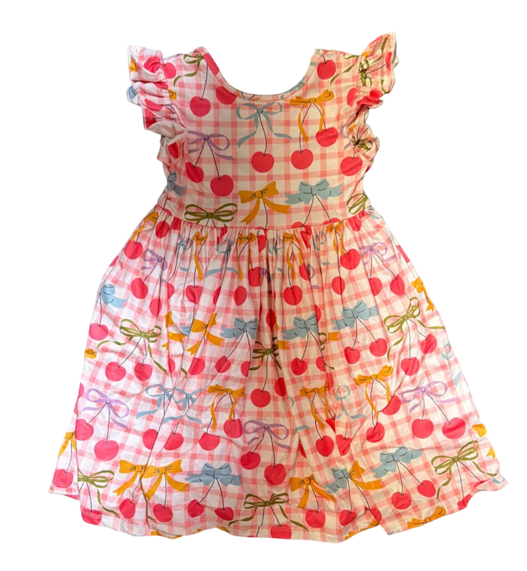 Retro Picnic Flutter Sleeve Twirl Dress