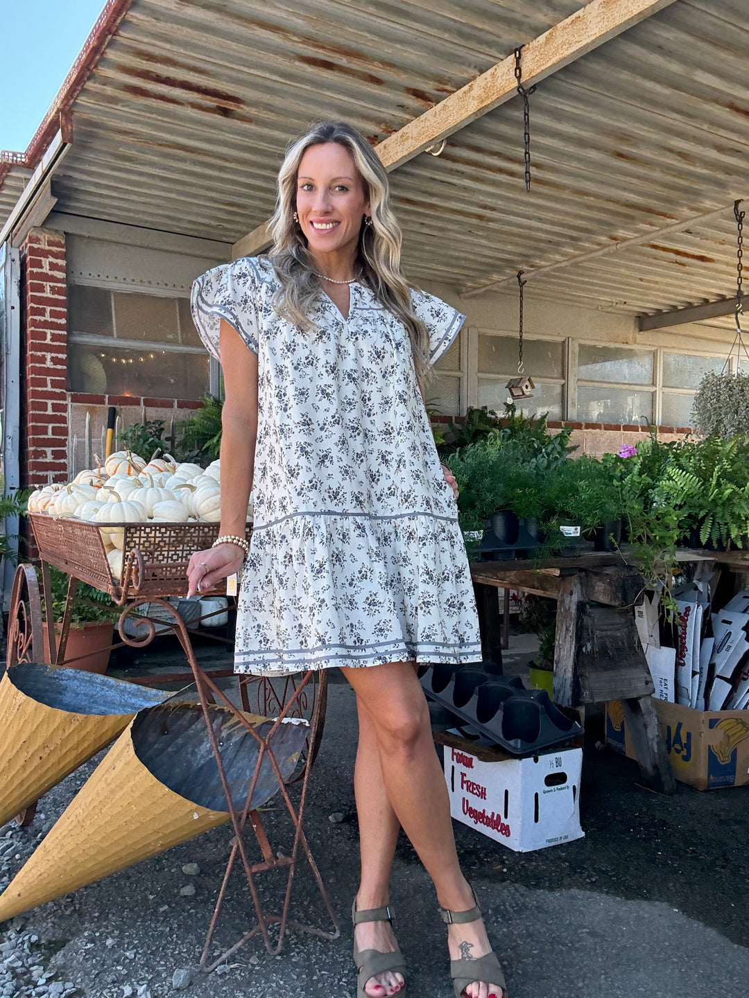 Vintage Petals Mini Dress