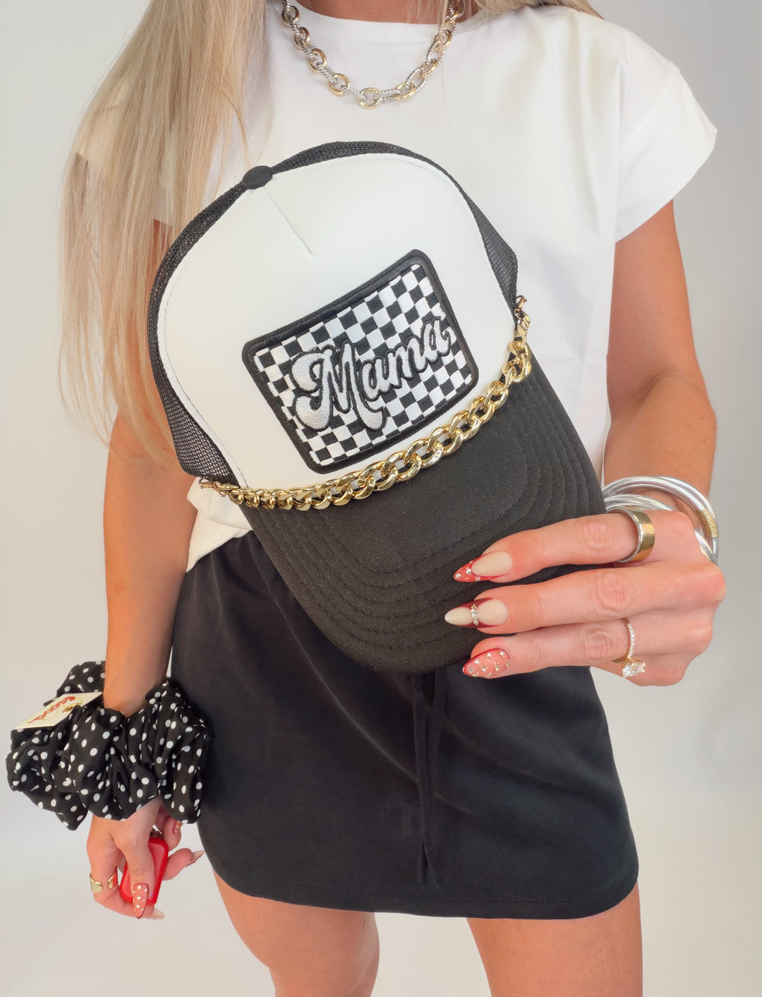 Mama Checker Trucker Hat w/Chain