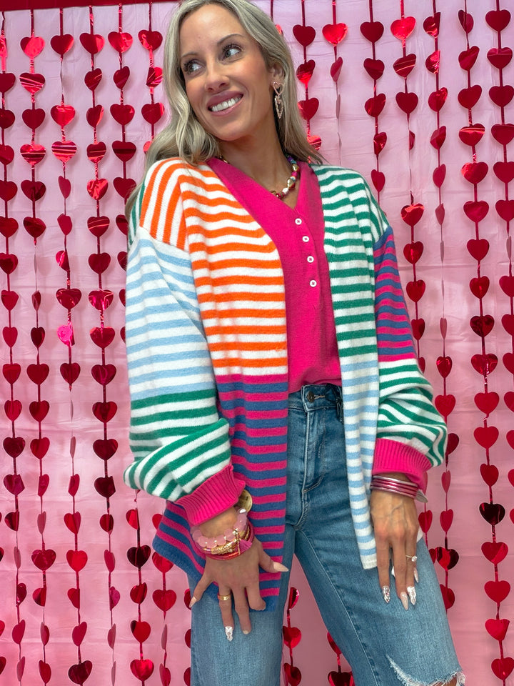 Candy Crush Striped Cardigan