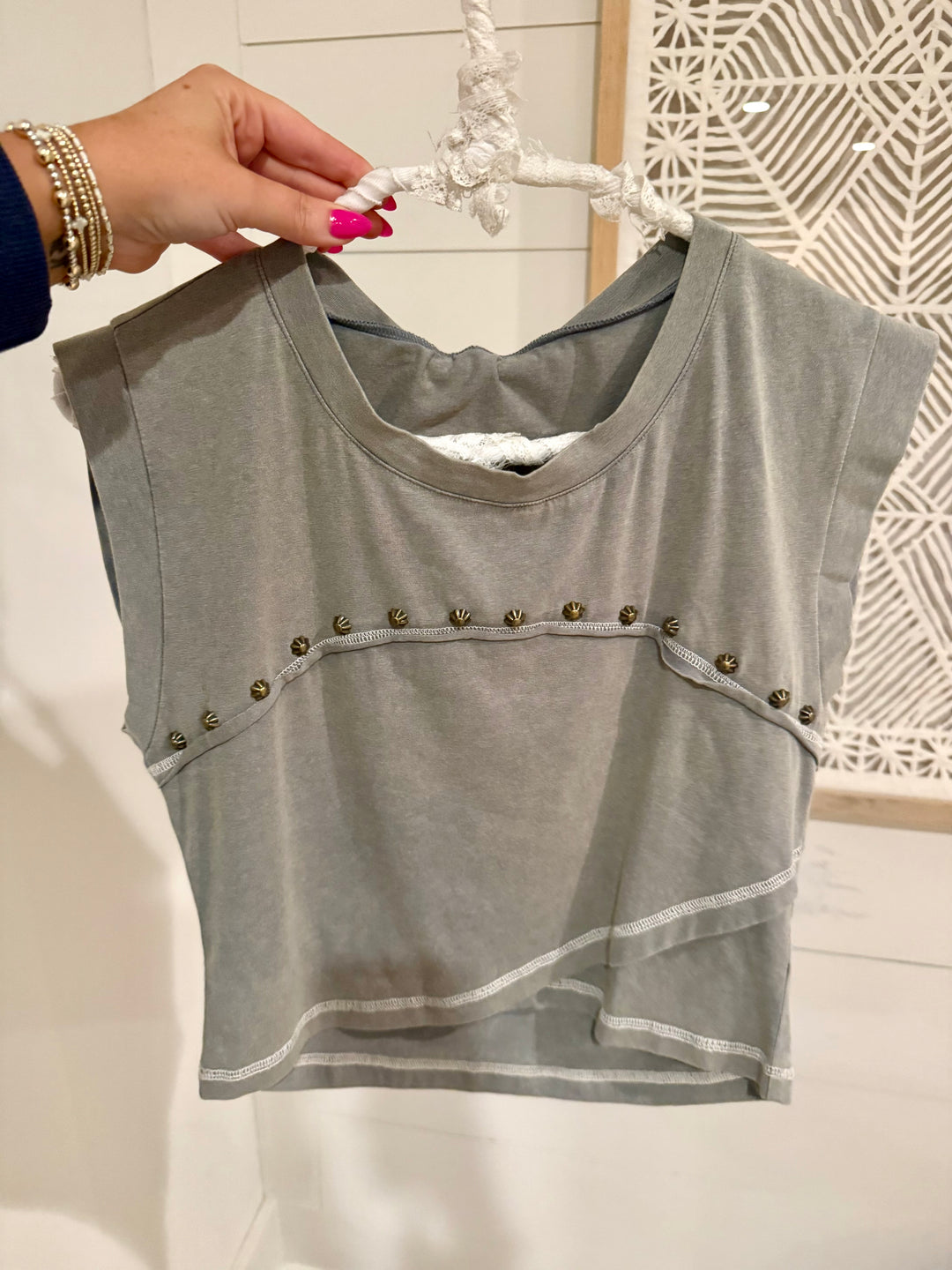 Flirt With Fire Stud Tee - Rustic Olive