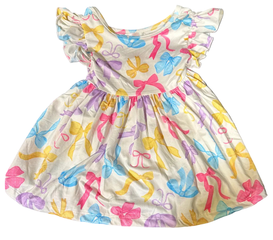 Bow-tastic Flutter Sleeve Twirl Dress