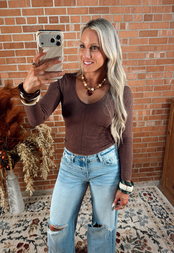 Texture Me V Neck Top