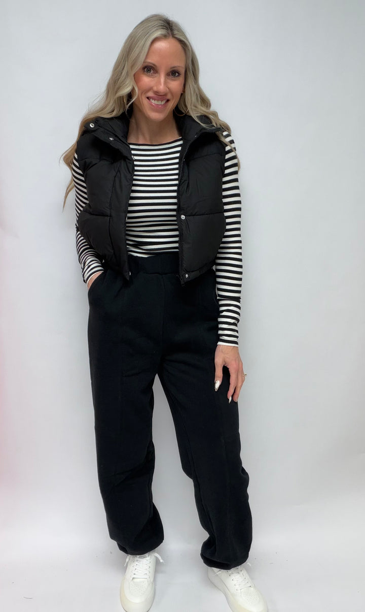 SBS Long Sleeve Boat Neck Stripe Rib Top