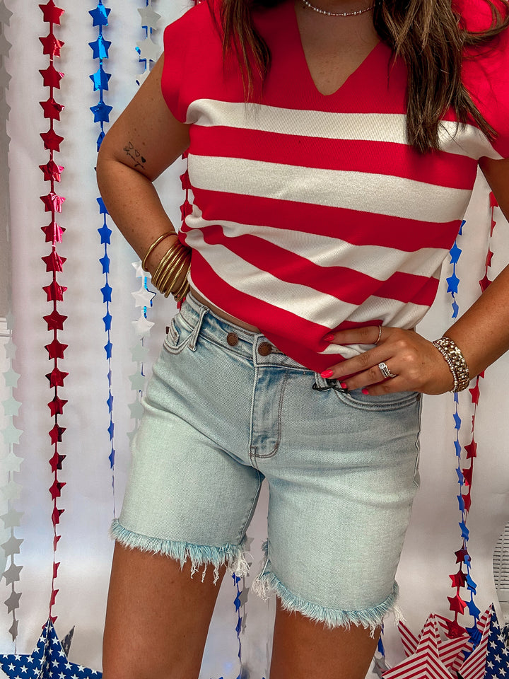 Judy Blue Mid Rise Dad Short