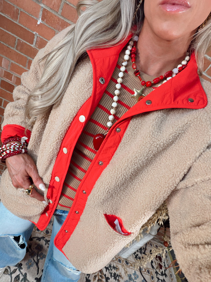 Crimson Cocoa Cozy Reversible Fleece Jacket
