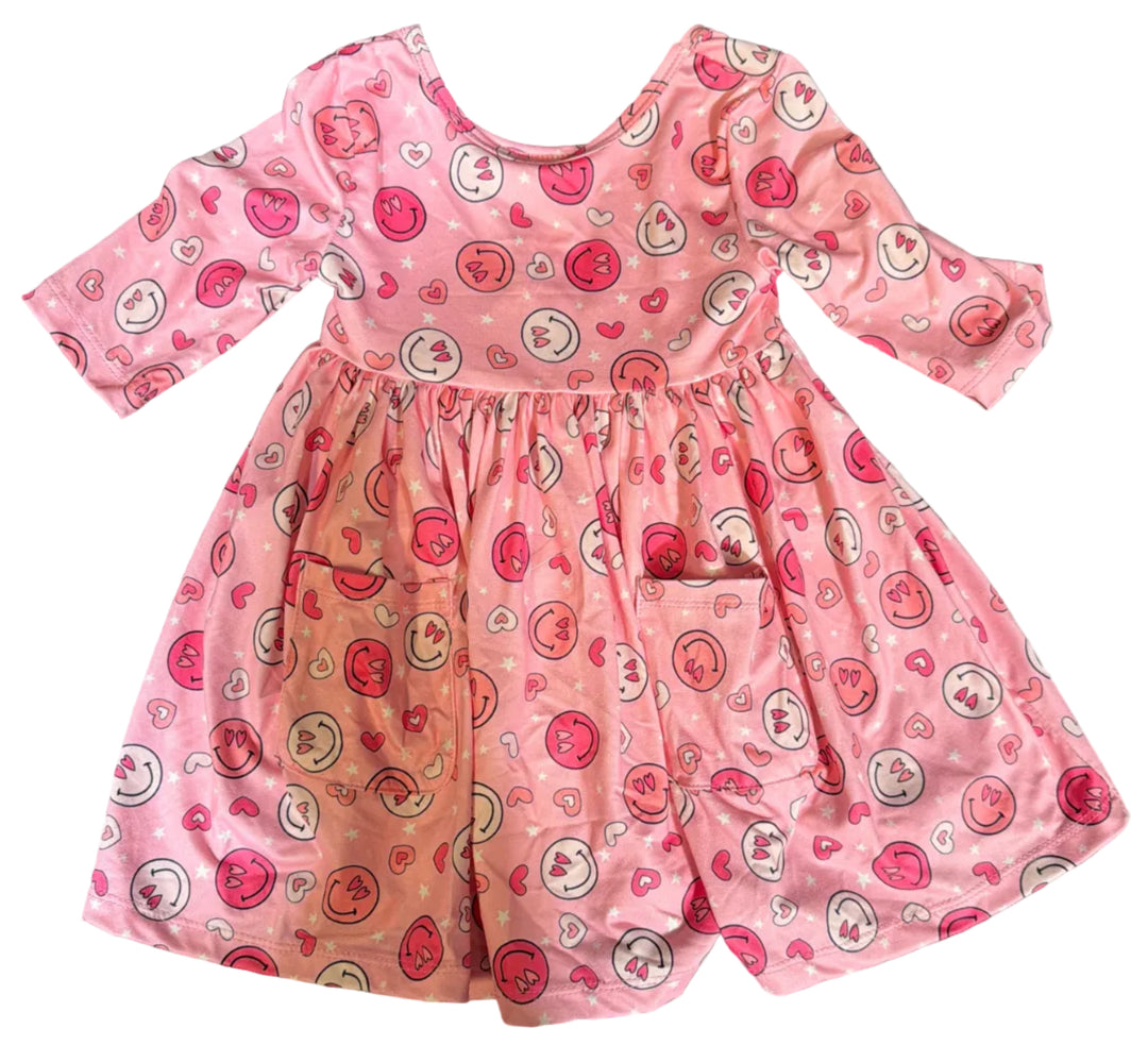 You Make Me Happy 3/4 Sleeve Pocket Twirl Dress