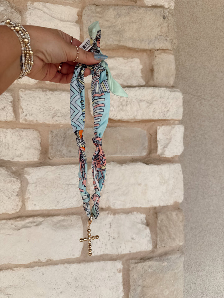 Louisa Beaded Cross Scarf Necklace