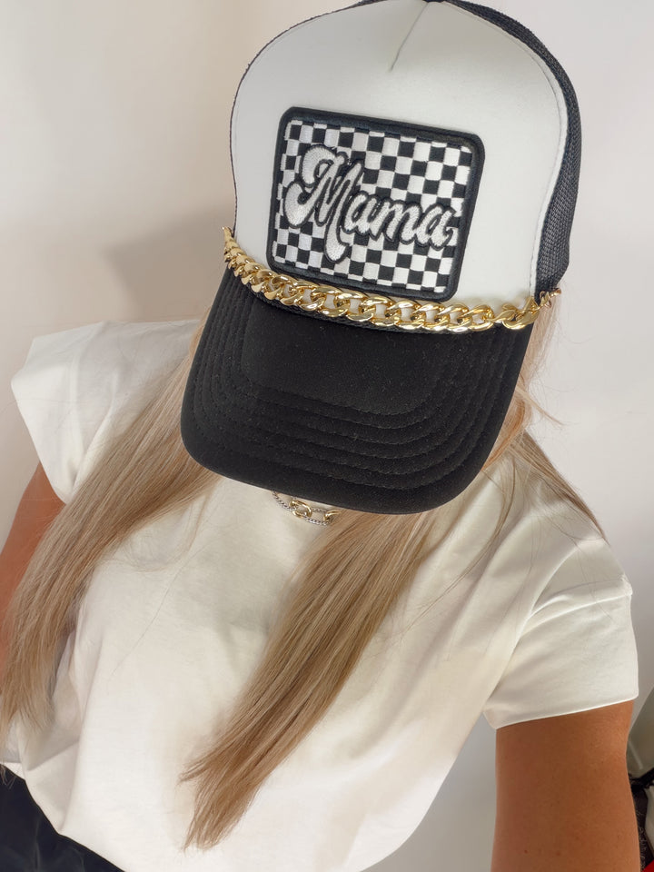 Mama Checker Trucker Hat w/Chain