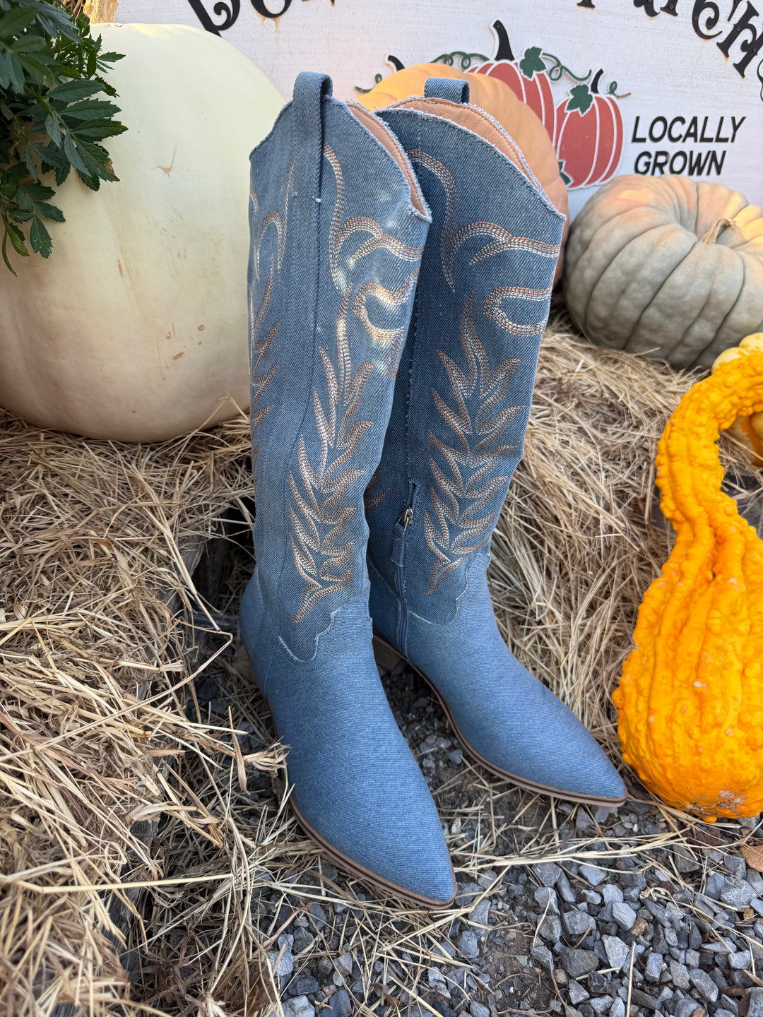 Inlay Denim Boot