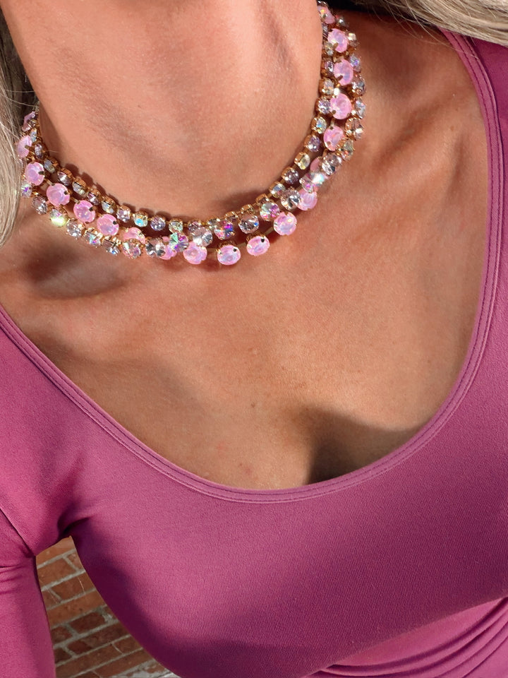 Dressed To Dazzle Necklace - Light Pink