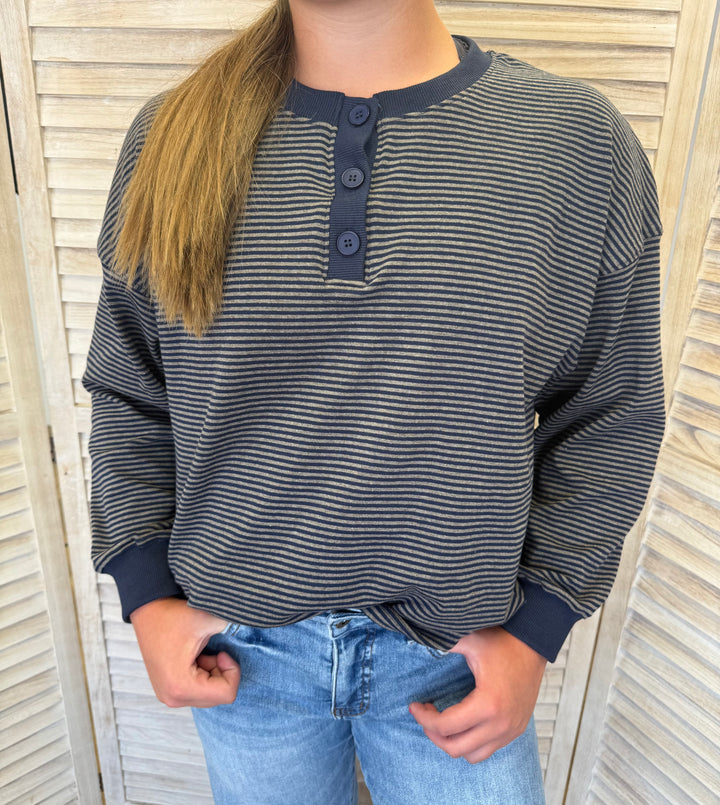 Made for Mornings Oversized Striped Top