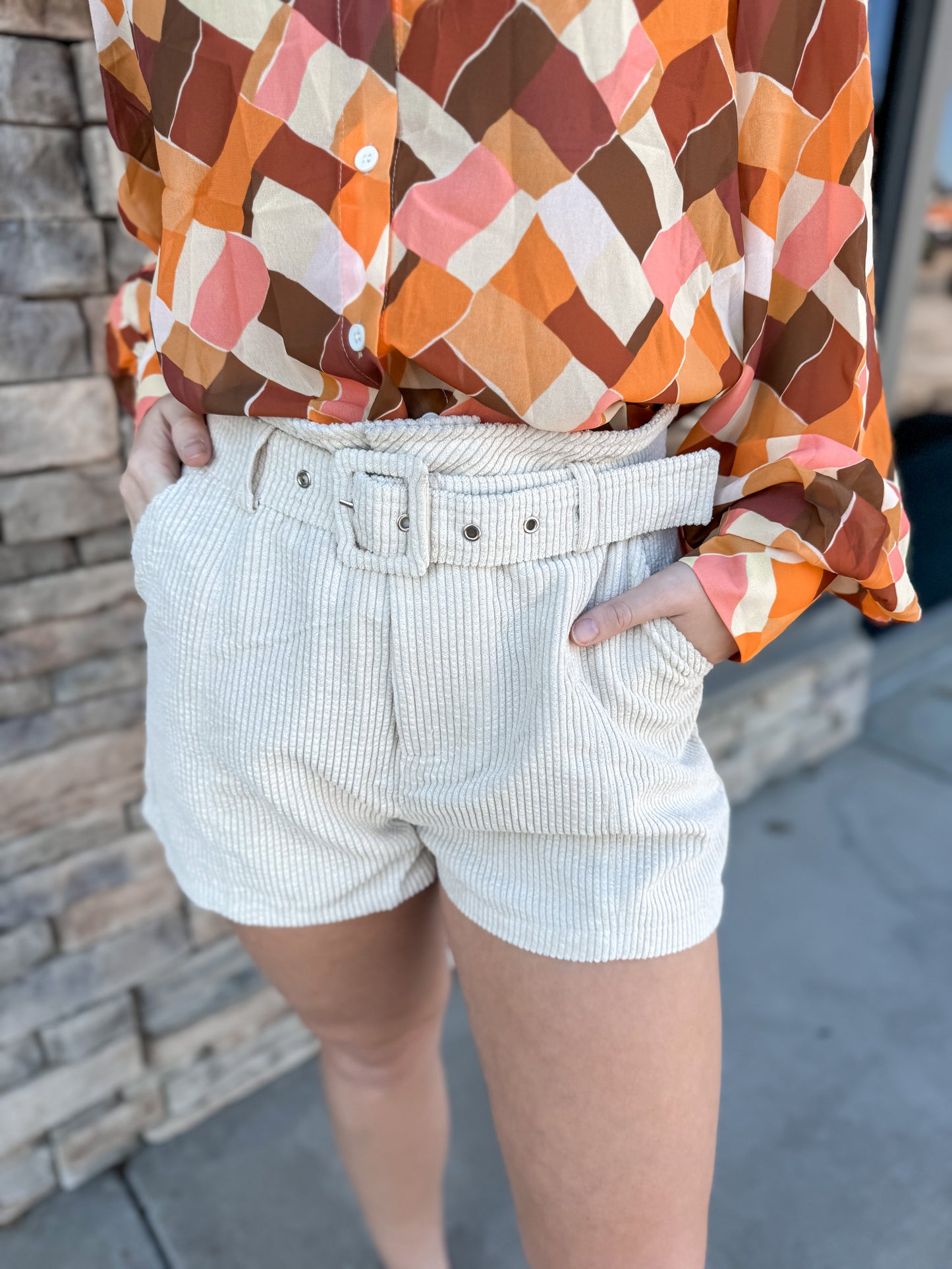 Living for the Moment Corded Shorts