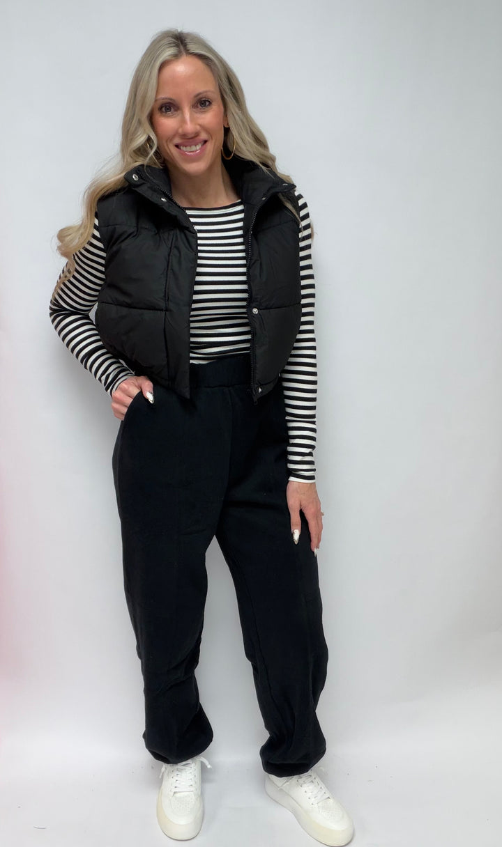 SBS Long Sleeve Boat Neck Stripe Rib Top