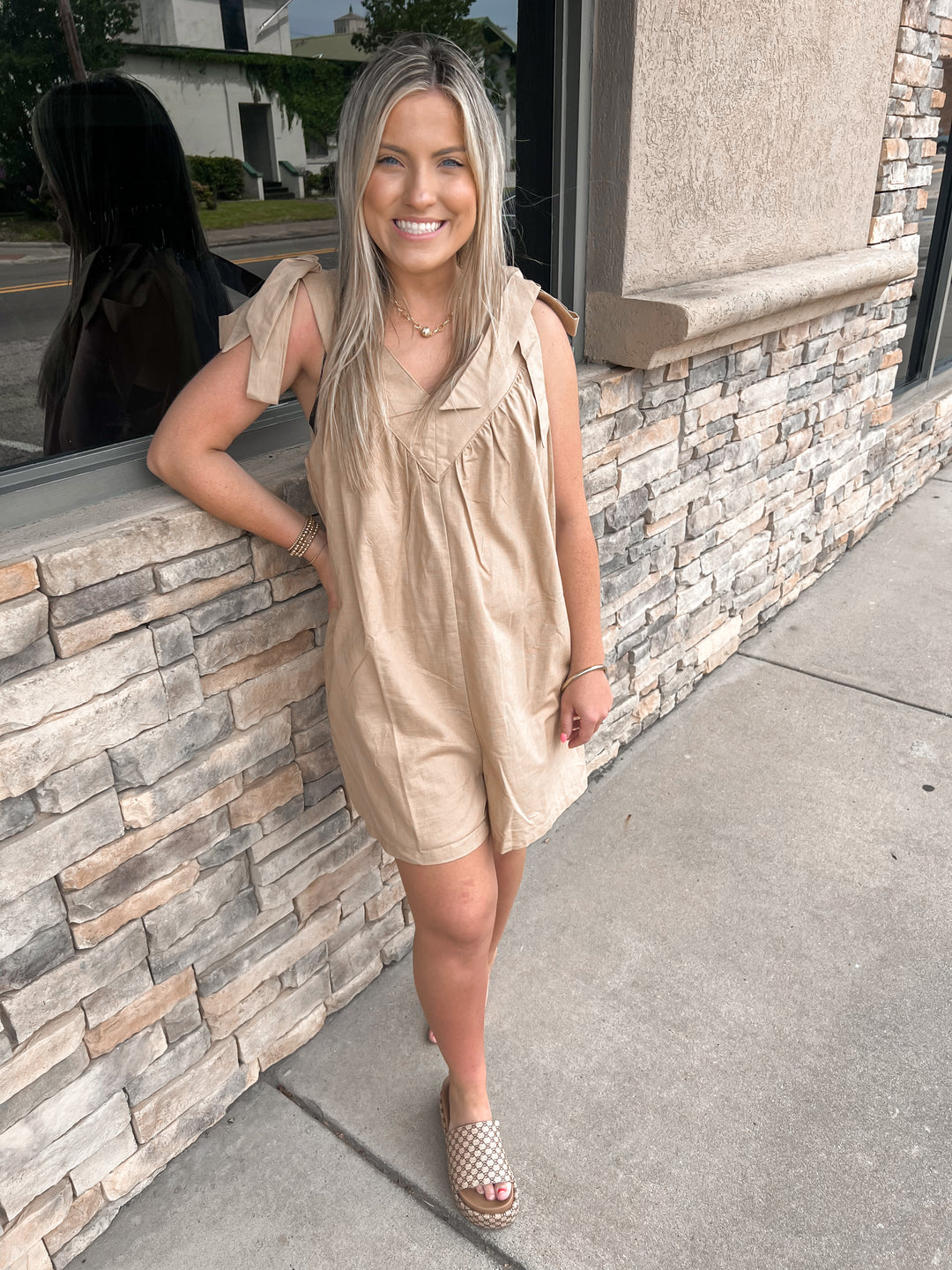 Miss Independent Shoulder Tie Romper