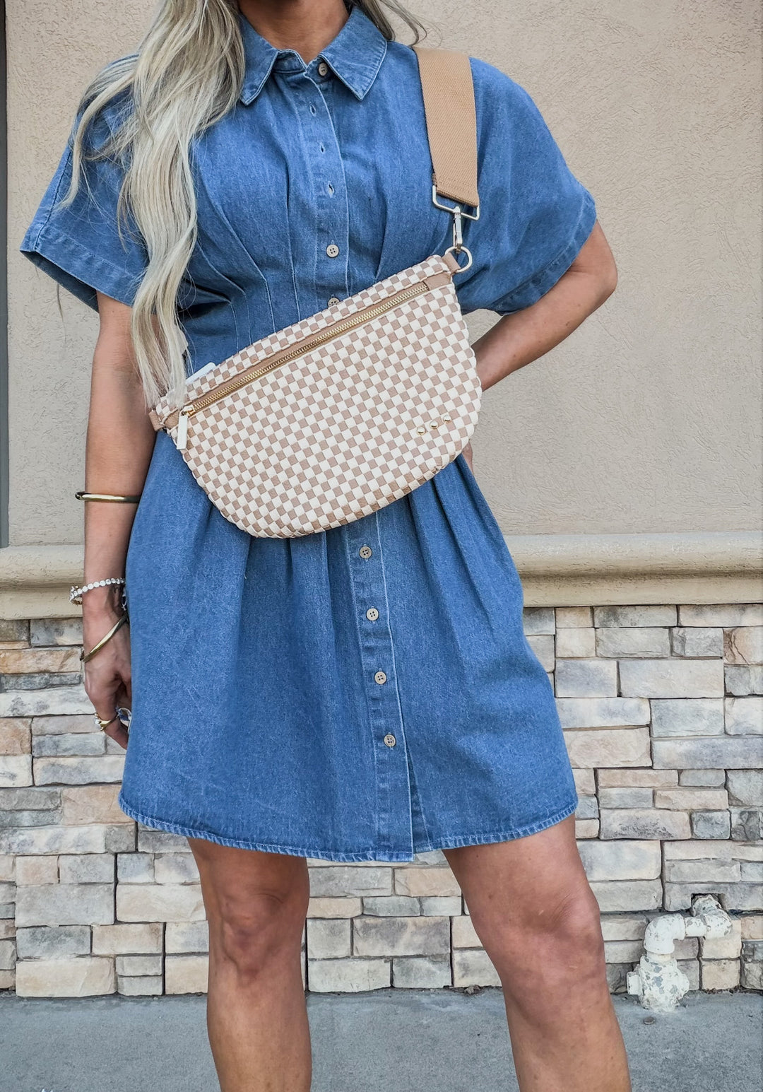 Woven Check Bum Bag