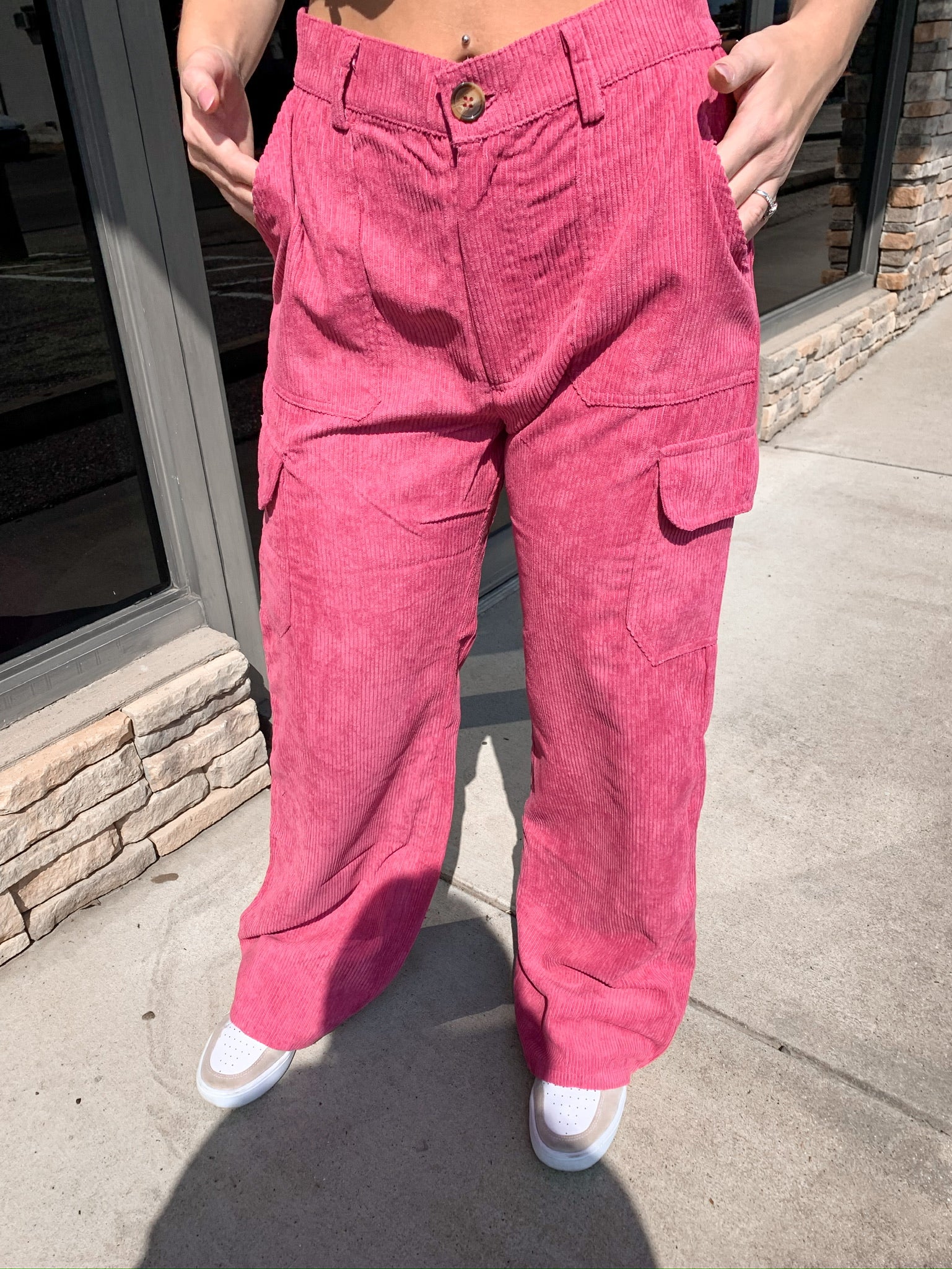 ayakawasaki corduroy pants ピンク Pink Split Corduroy Wide Leg Pants Woman High Waisted Fall