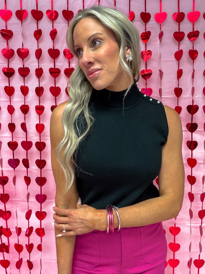 At Your Fingertips Pearl Mock Neck