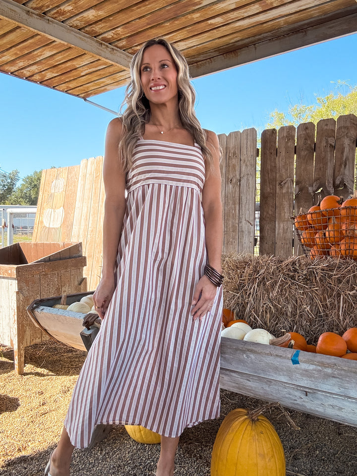 Classic Charm Striped Midi Dress